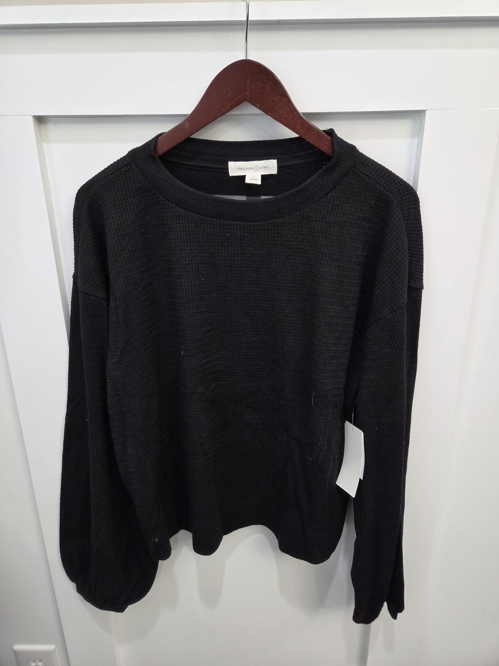 black waffle knit top